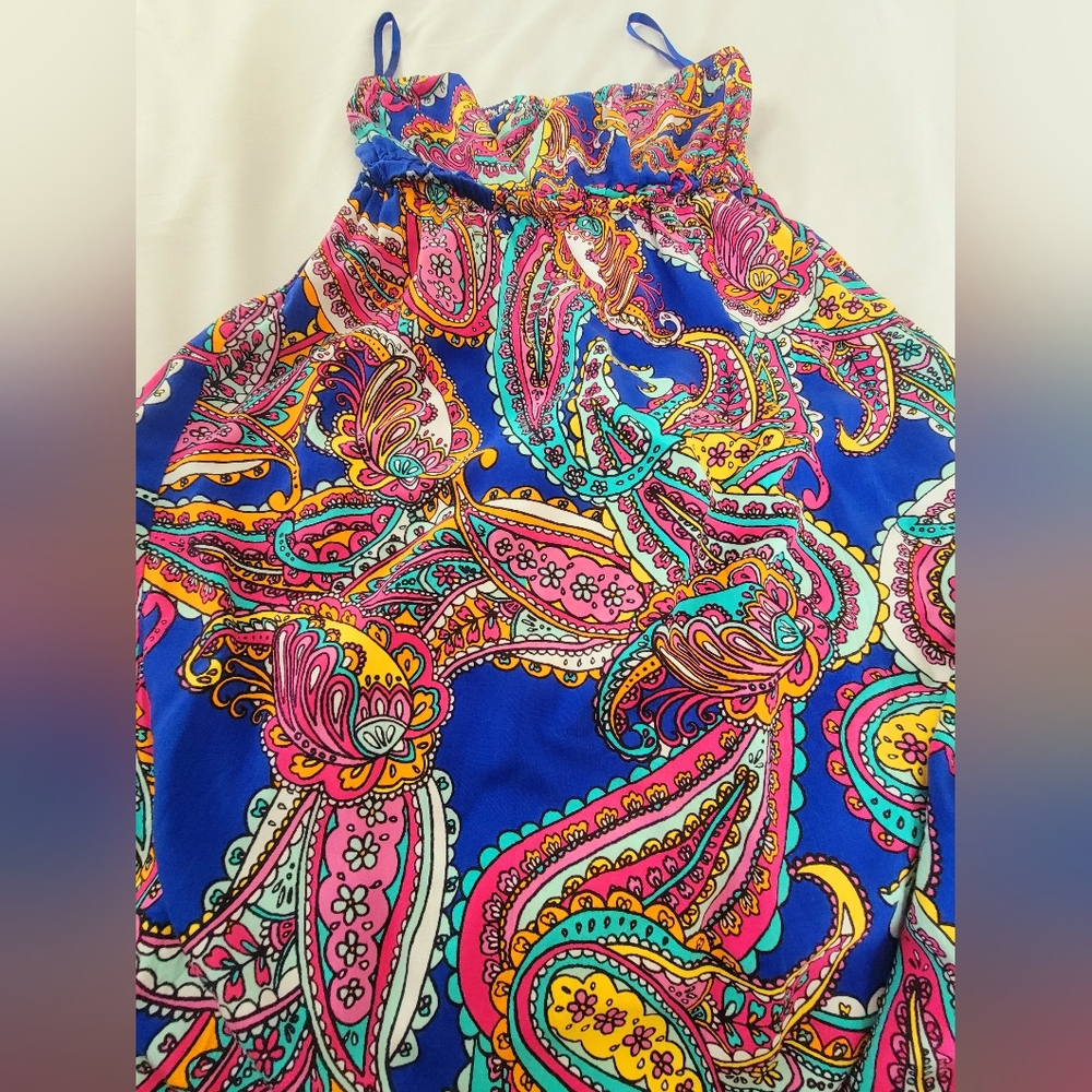 Banana Republic Paisley Strapless Boho Chic Maxi Dress Blue Multi-Color Size 2